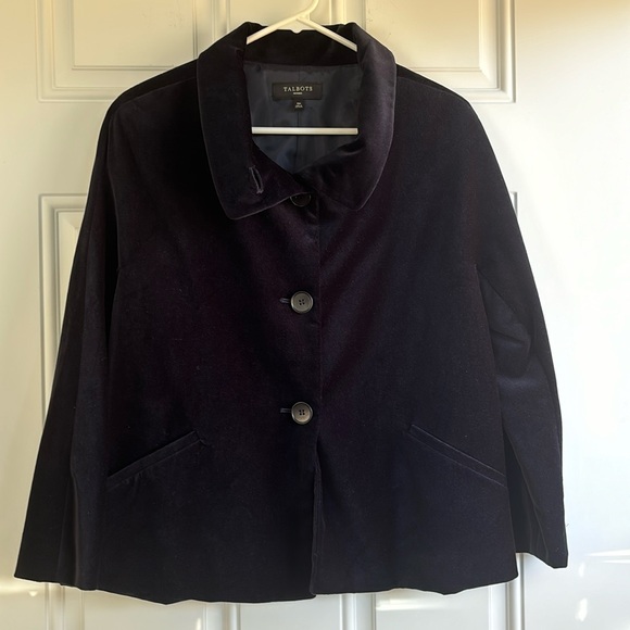 Talbots Navy Blue Velvet Jacket, Size 10 Petite - Picture 4 of 12